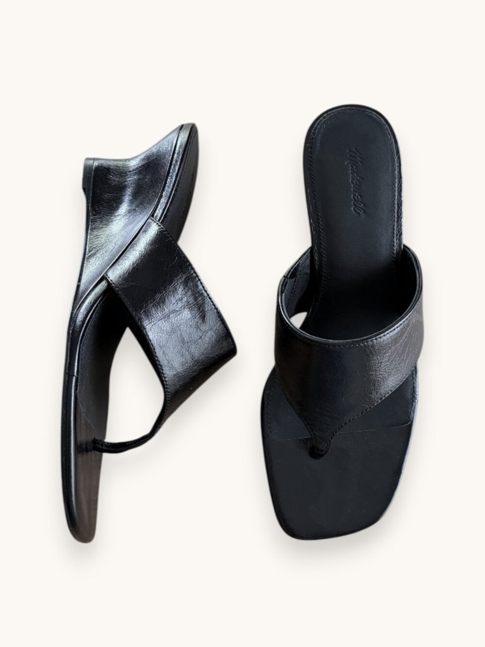 Madewell The Deanna Thong Wedge Sandal True Black Size 8